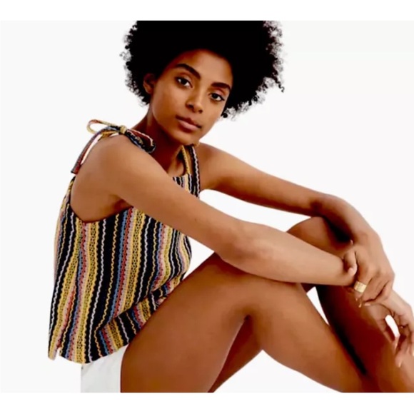 Madewell Texture & Thread Tie-Shoulder Tank Top Rainbow Crochet Small S - Picture 8 of 10